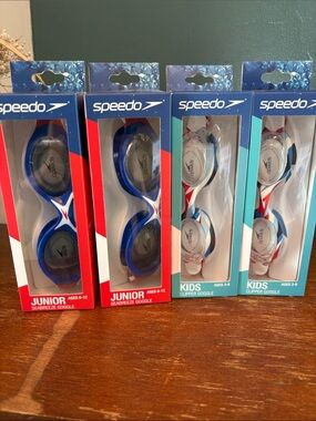 Speedo Blue and White Kids/Junior Swimming Goggles - Pack of 4